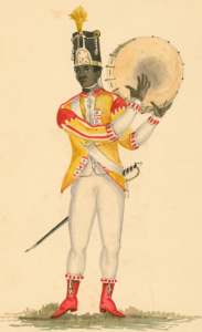 Tambourine player, Buckinghamshire Militia, 1793, Anne S K Brown collection